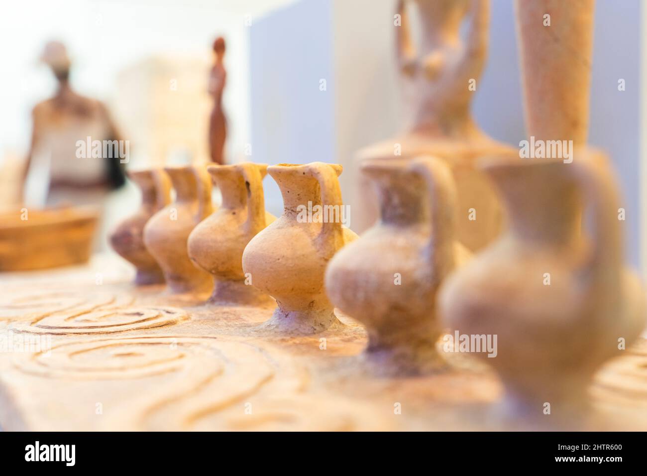 Clay figurine of amphoras, Heraklion Archaeological Museum, Crete island, Greece Stock Photo