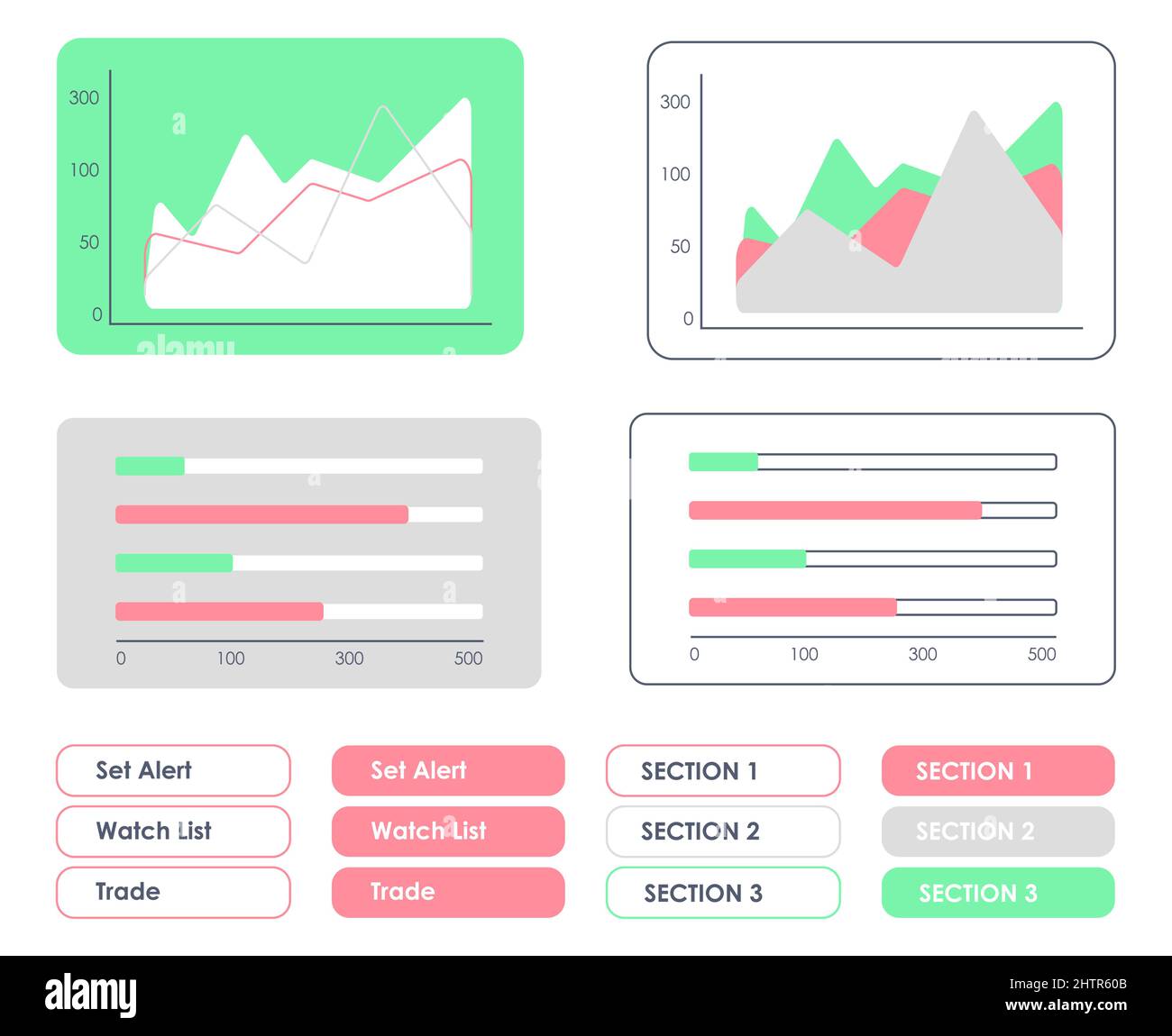 Trading infographics UI elements kit Stock Vector