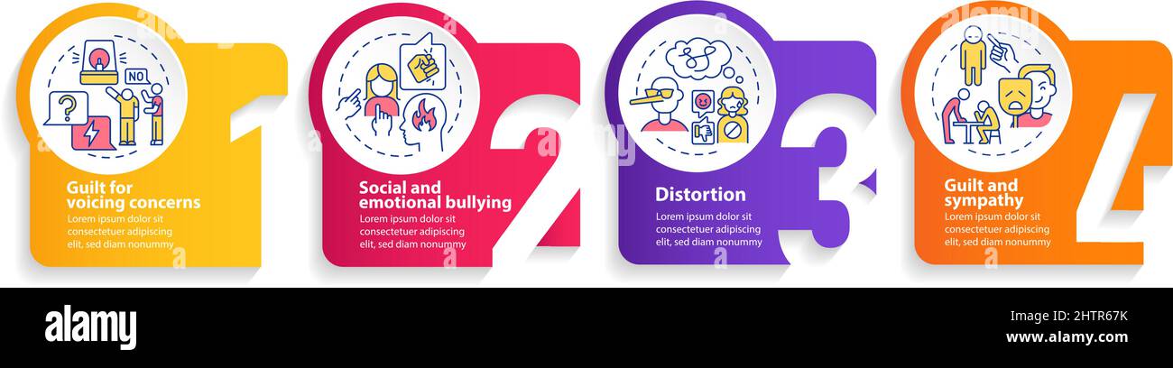 Emotional manipulation tactics circle infographic template Stock Vector
