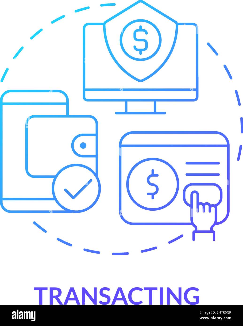 Transacting blue gradient concept icon Stock Vector