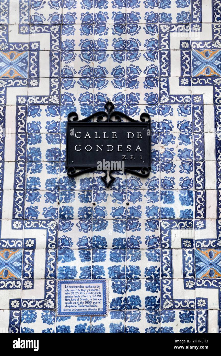 The Casa de los Azulejos or 'House of Tiles' is an 18th-century Baroque palace in Mexico City, built by the Count of the Valle de Orizaba family. Stock Photo