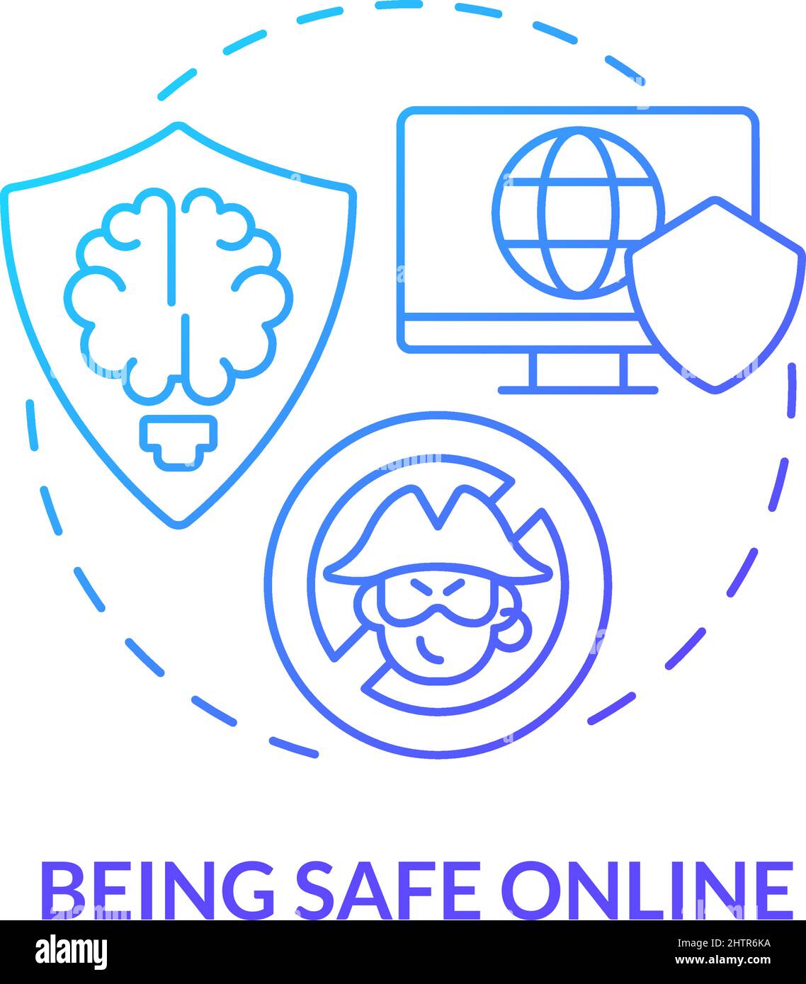 Being safe online blue gradient concept icon Stock Vector