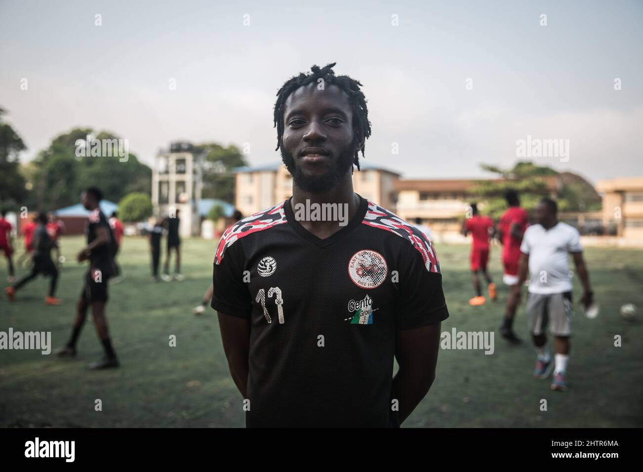 Freetown, Sierra Leone. 18th Jan, 2022. Masalakie Bangura, a 20-year-old who plays right or left wing for Freetown's East End Lions, was dropped from the national team right before the Africa Cup of Nations began.Sierra Leone qualified for the Africa Cup of Nations in 2022 for the first time in 26 years, giving hope to many local football players that they will get more international opportunities going forward. (Credit Image: © Sally Hayden/SOPA Images via ZUMA Press Wire) Stock Photo