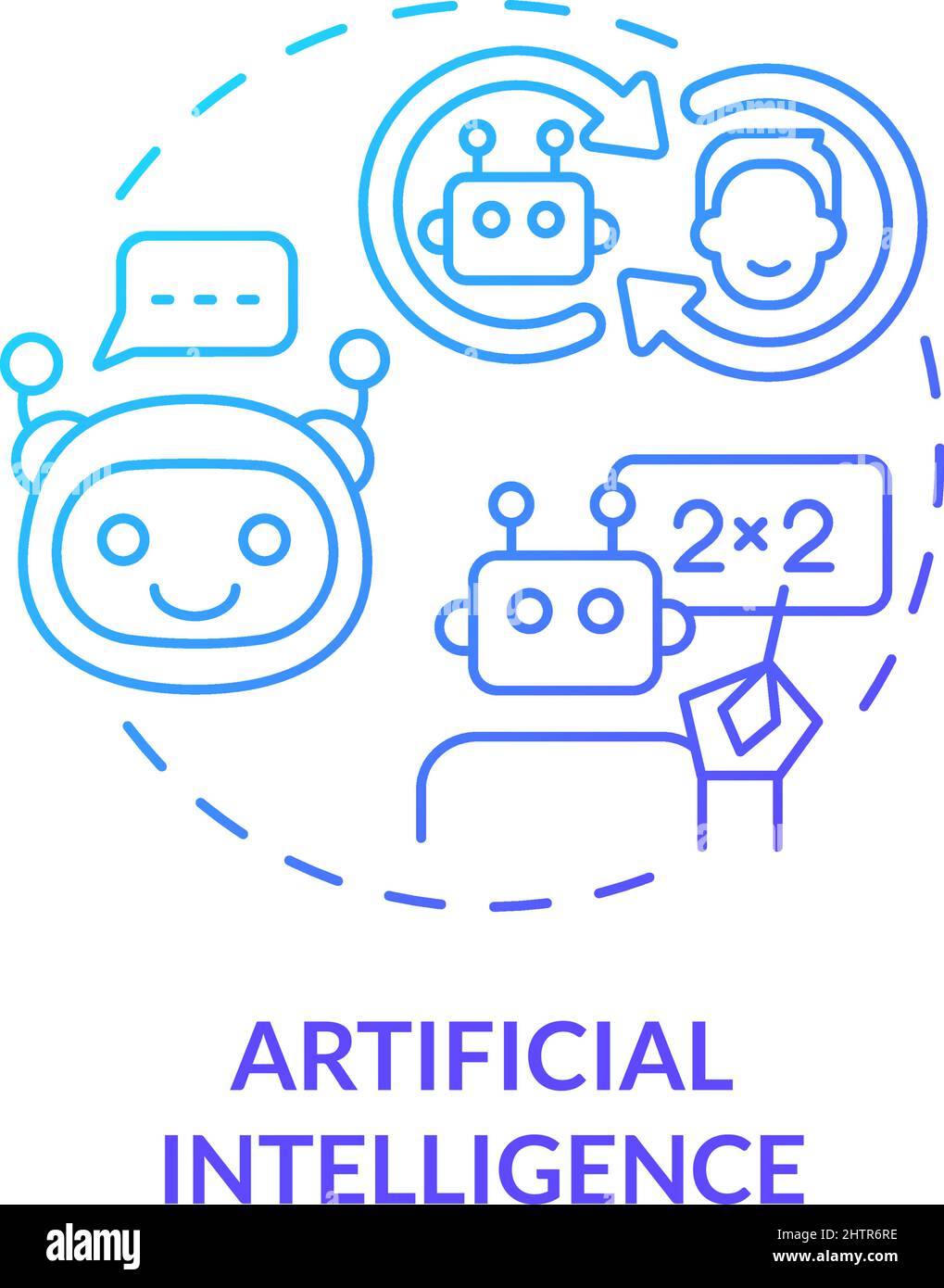 Artificial intelligence blue gradient concept icon Stock Vector Image ...