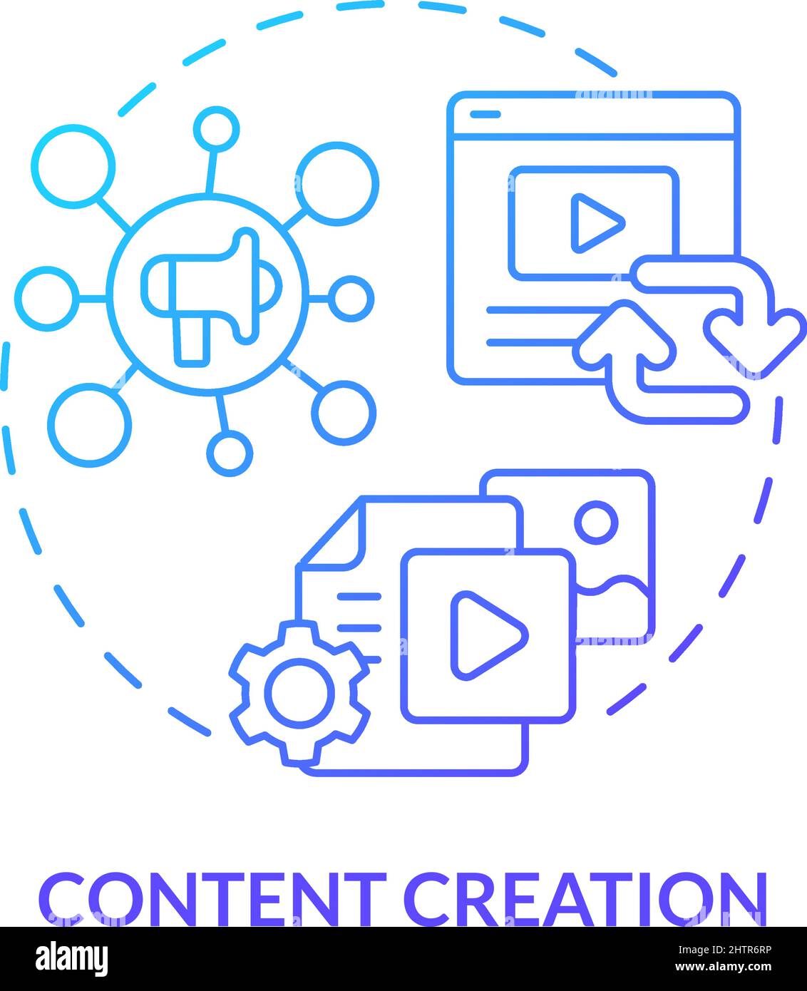 Content creation blue gradient concept icon Stock Vector