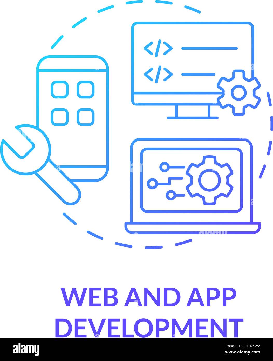 Web and app development blue gradient concept icon Stock Vector Image ...