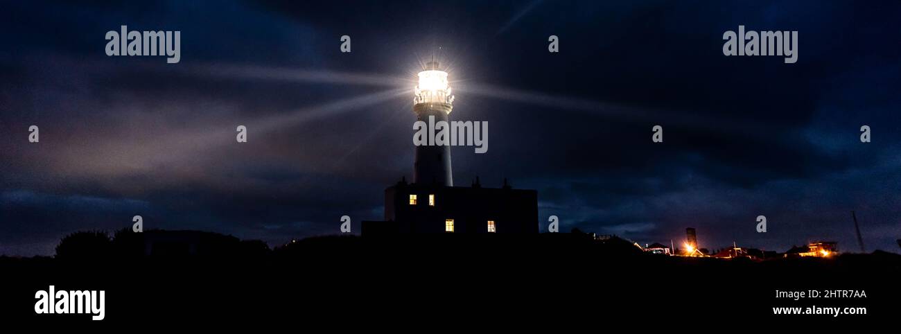 Flamborough Head, Lighthouse, at night. Yorkshire, England, UK Stock Photo