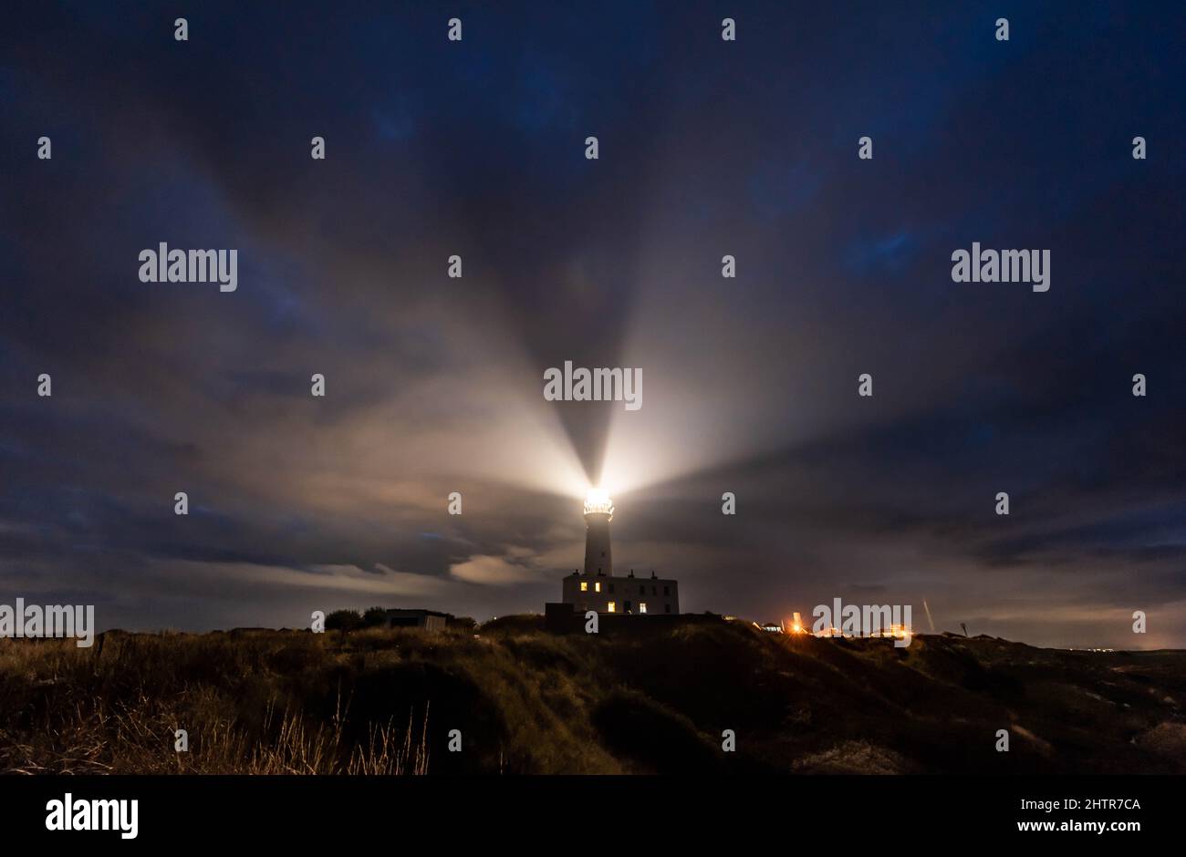 Flamborough Head, Lighthouse, at night. Yorkshire, England, UK Stock Photo