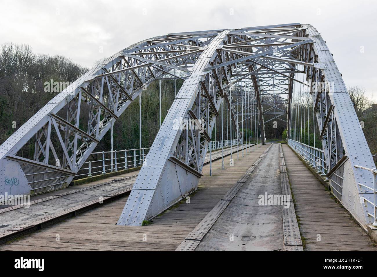 Wylam, Northumberland England: 8th Feb 2022: Hagg Bank Bridge on the River Tyne Stock Photo