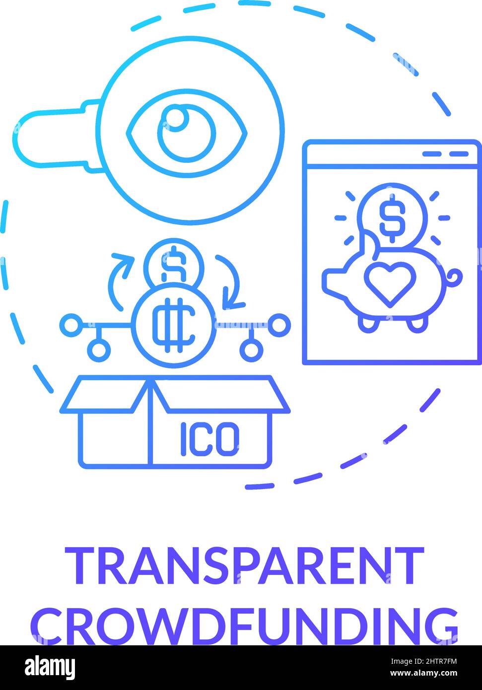 Transparent crowdfunding blue gradient concept icon Stock Vector