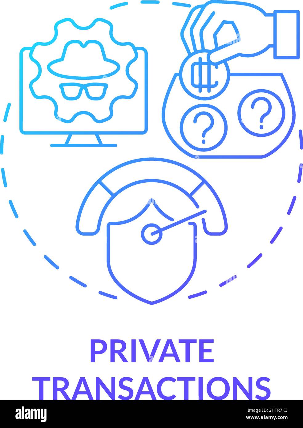 Private transactions blue gradient concept icon Stock Vector