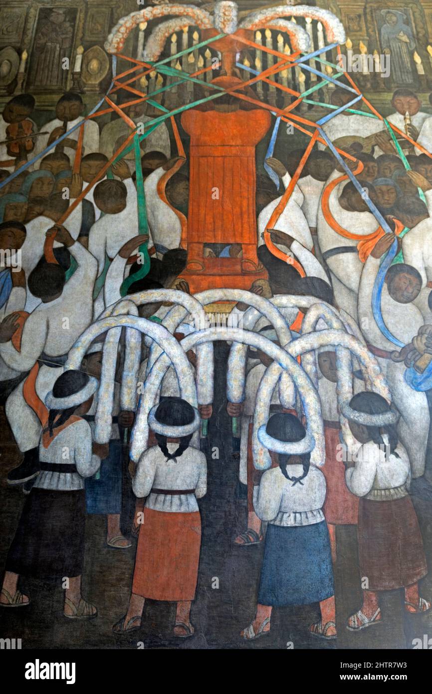Painted by Diego Rivera,1928, Secretariate of Education Building, Mexico City, Mexico Stock Photo