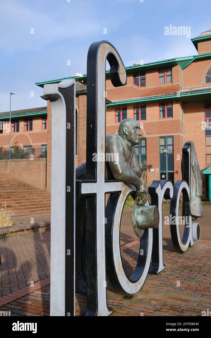 Thomas Telford sculpture in Telford town centre, Shropshire, UK Stock Photo