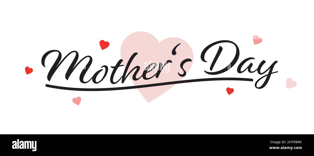 Mother's Day - Heart-Icons and Text. White Background Stock Vector