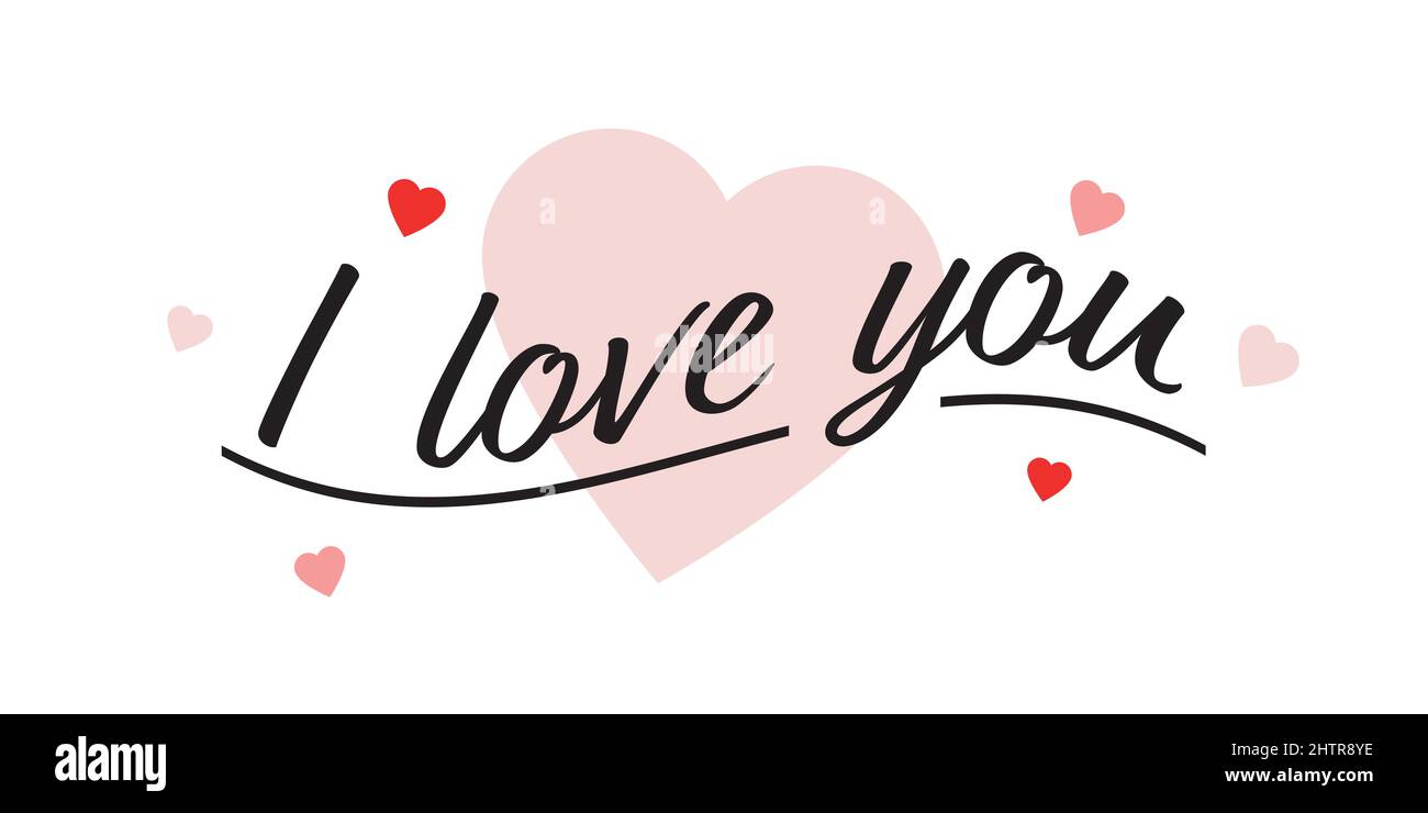 I love you - Heart icons and text on a white background Stock Vector