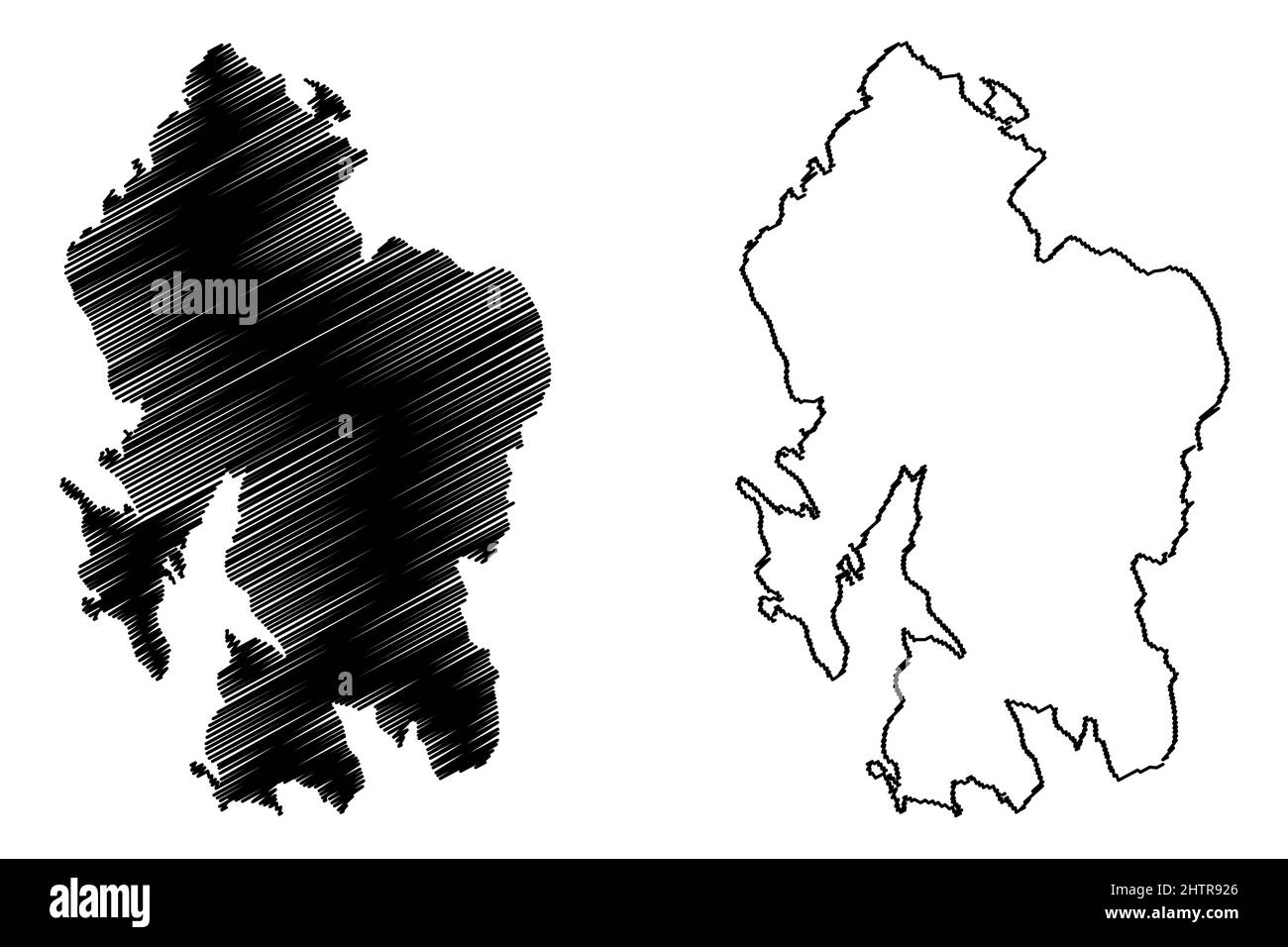 Brando island (Republic of Finland, Aland Islands) map vector illustration, scribble sketch Brändö map Stock Vector