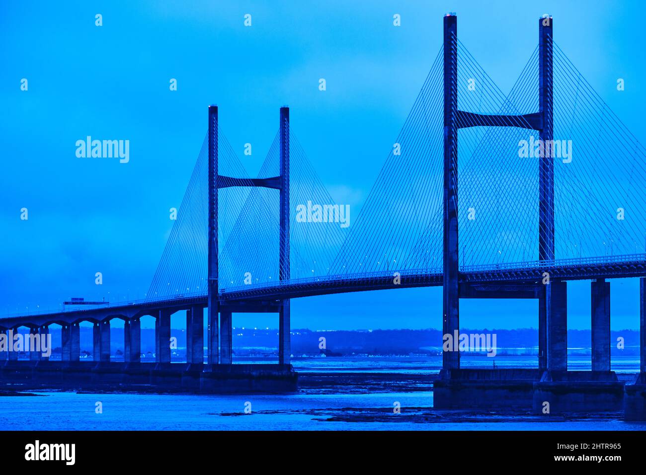 Prince of Wales Bridge across the Severn estuary in the UK Stock Photo