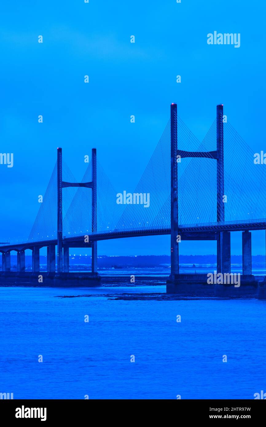 Prince of Wales Bridge across the Severn estuary in the UK Stock Photo