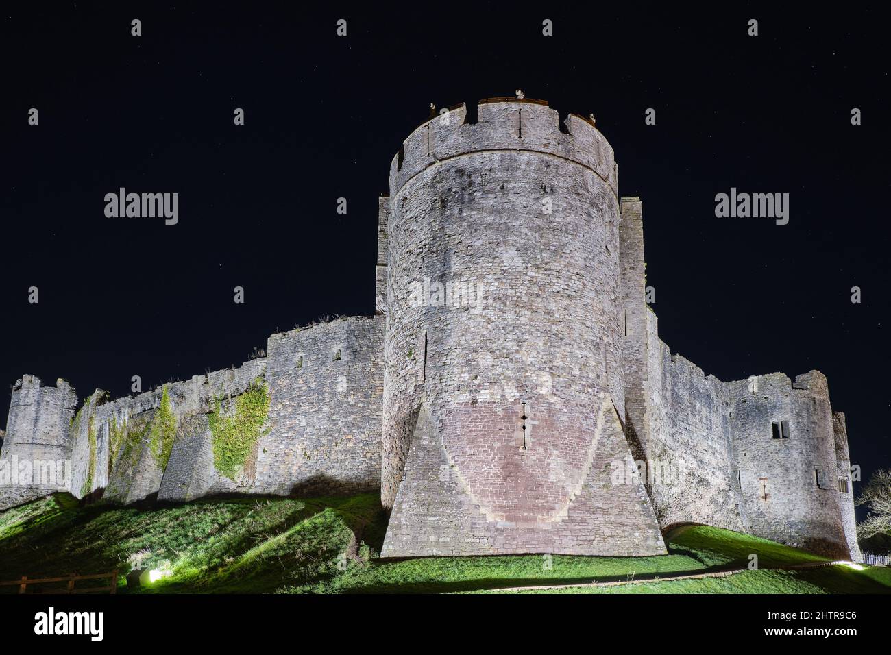 Chepstow Castle in Wales, at night Stock Photo