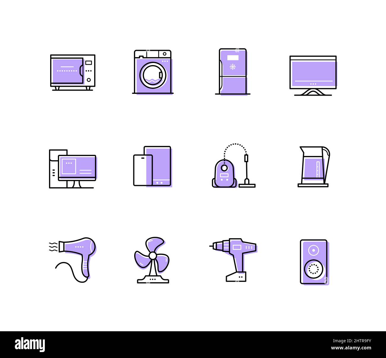 Household appliances - modern line design style icons set with editable ...