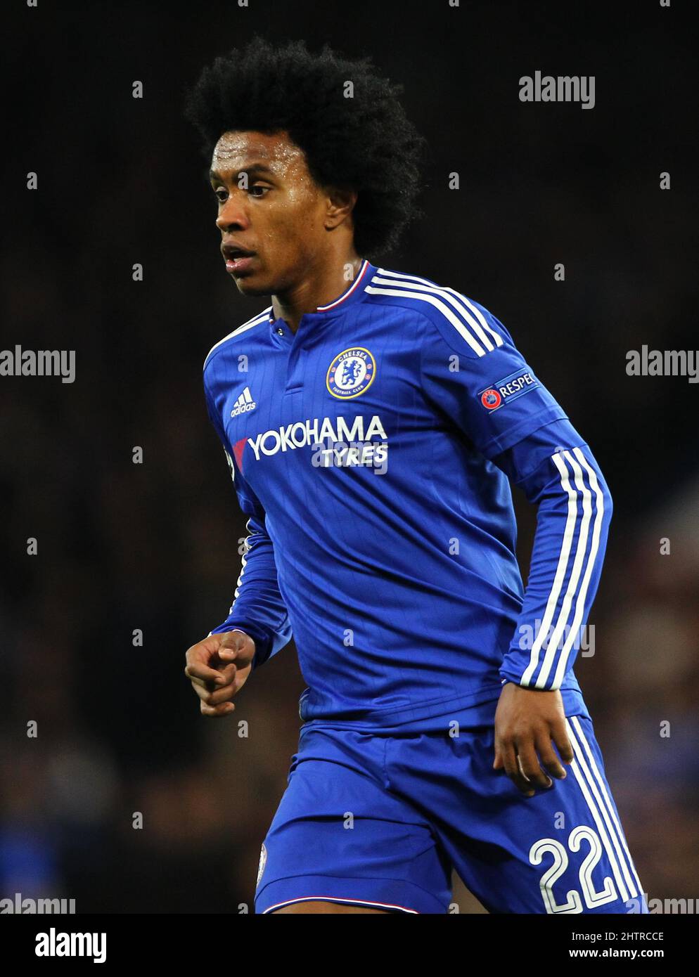 Chelsea’s Willian seen during the UEFA Champions League match between Chelsea and FC Porto at Stamford Bridge in London. December 9, 2015. James Boardman / Telephoto Images +44 7967 642437 Stock Photo