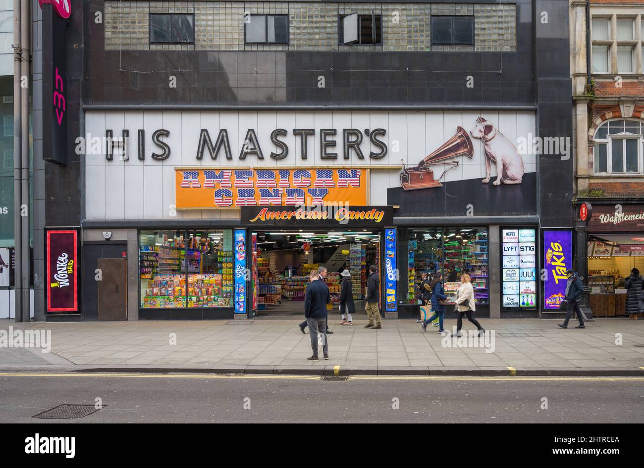 American Candy store occupying the former HMV record store. Oxford Street, London, England, UK Stock Photo