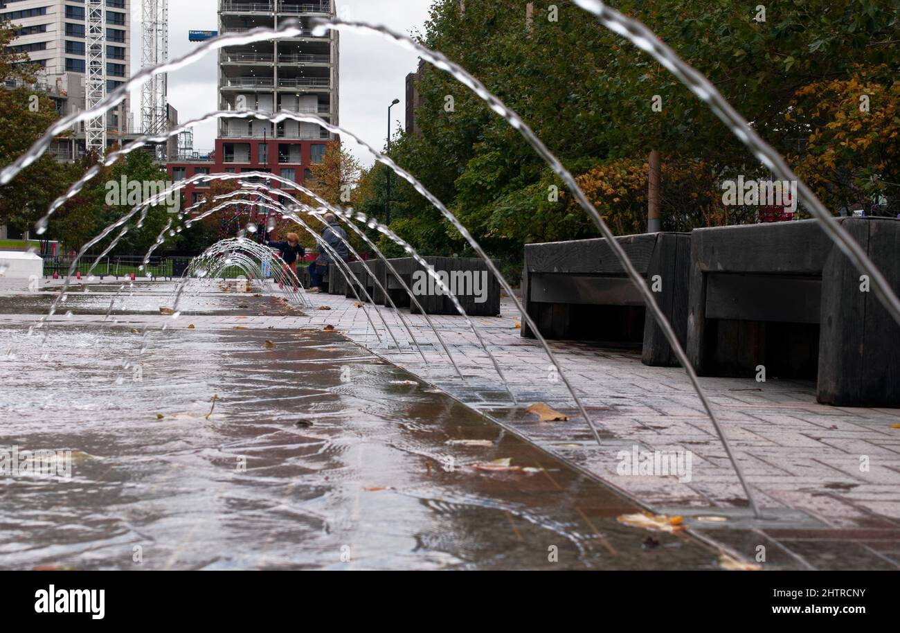 London, UK - October 29th 2021: Jets of water from a water fountain Stock Photo