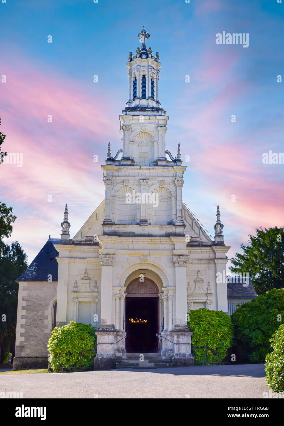 Photo of the parish of Saint Louis de Chambord in the 17th century Renaissance style, France Stock Photo