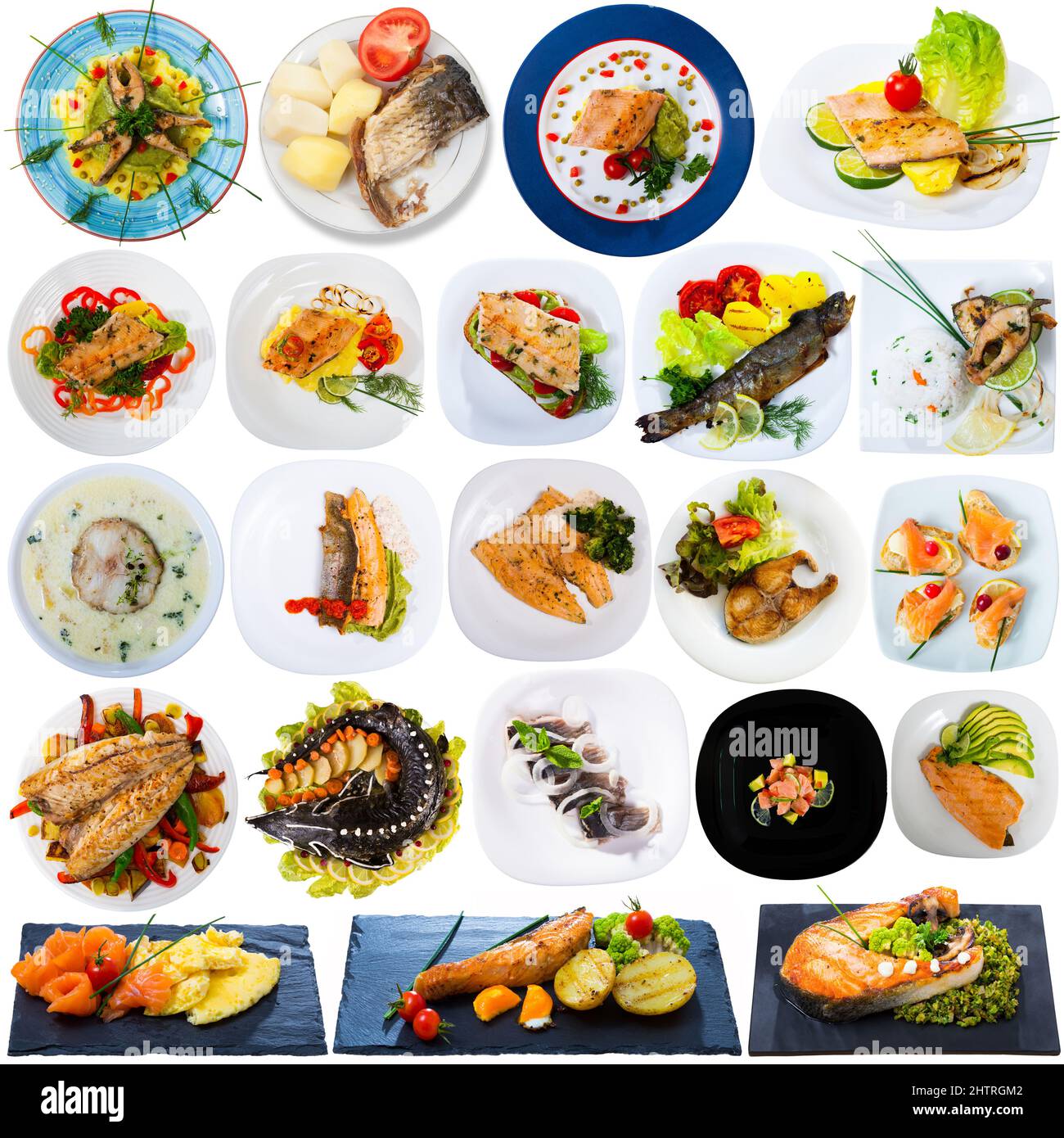 Set of assorted dishes with fish Stock Photo - Alamy