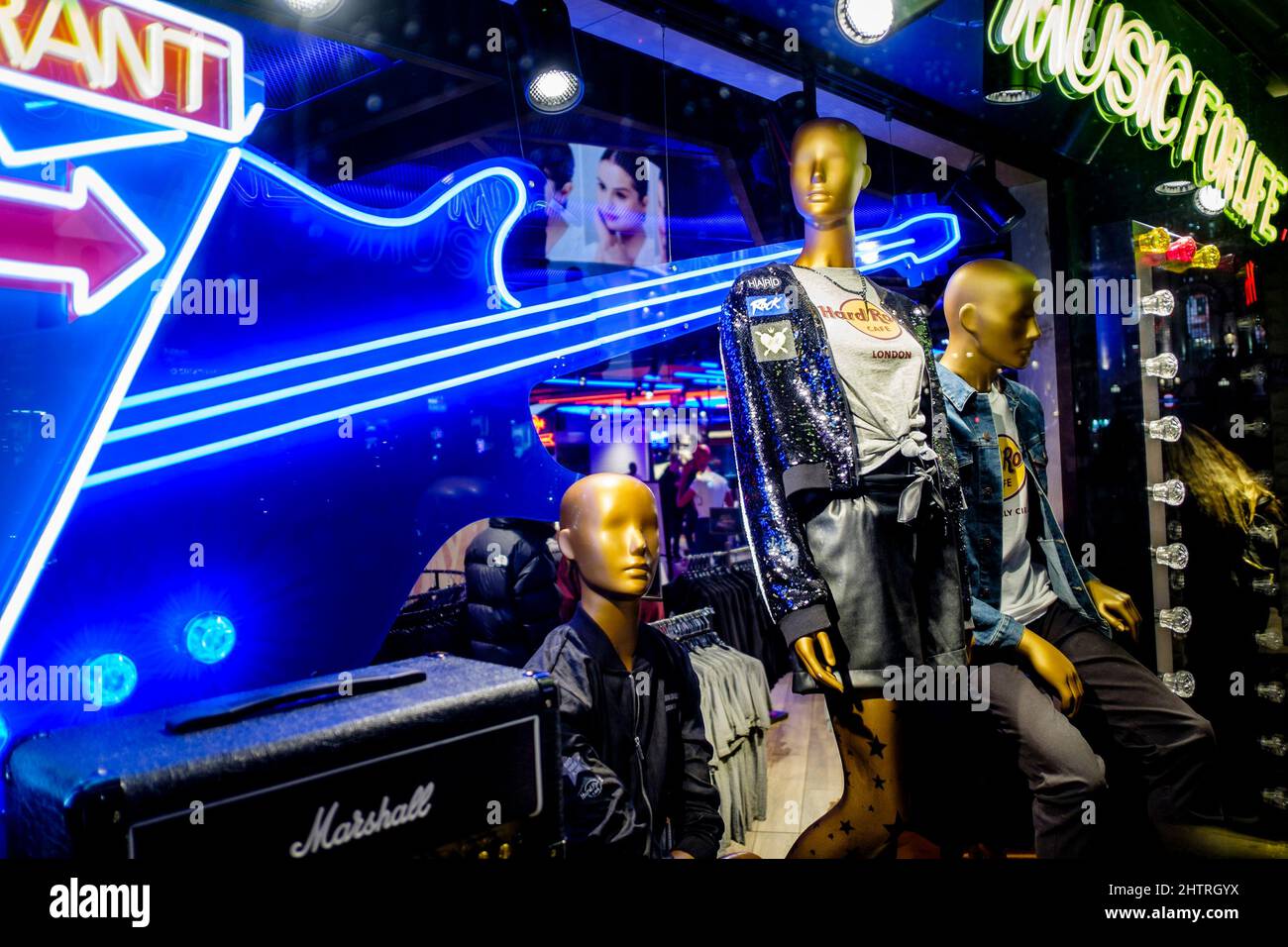 Hard Rock Cafe clothes store, PIccadilly Circus, London, UK Stock Photo
