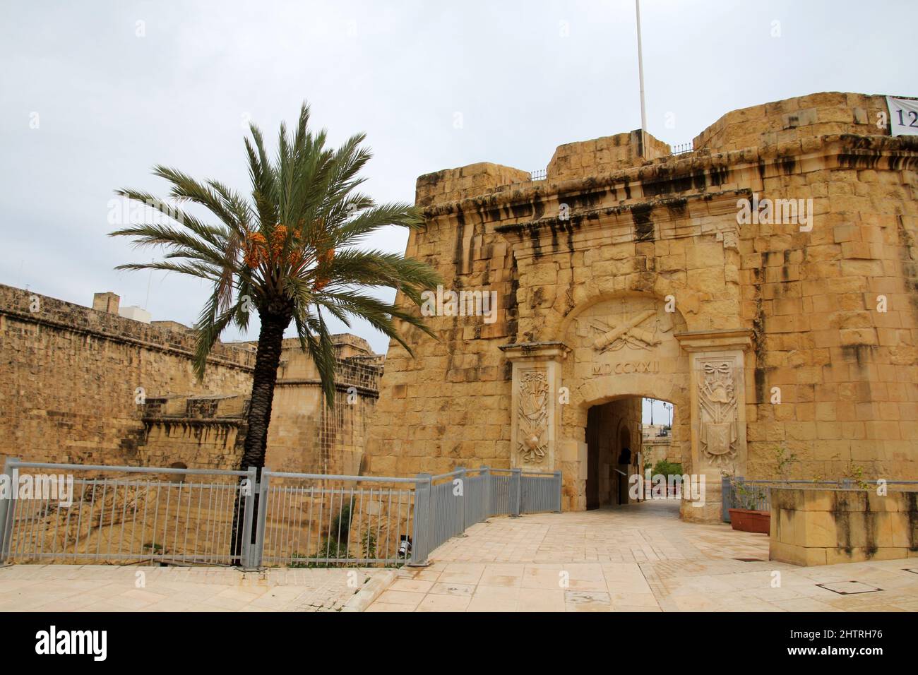 Entrance gate from Fort Saint Angelo, Vittoriosa - Birgu, Malta Stock ...