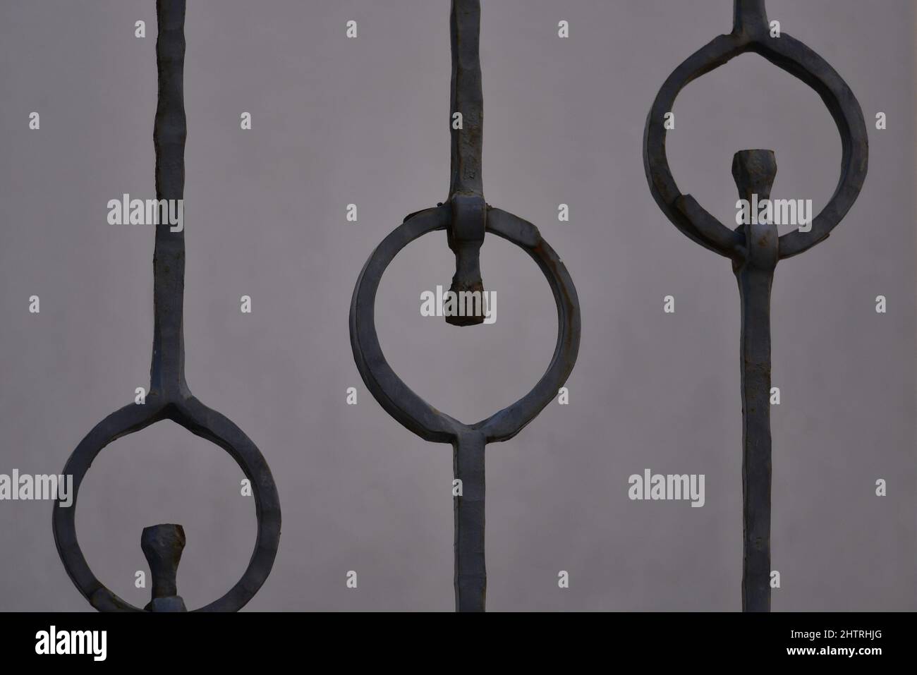 Traditional handcrafted wrought iron railing detail in Nafplio, Greece ...