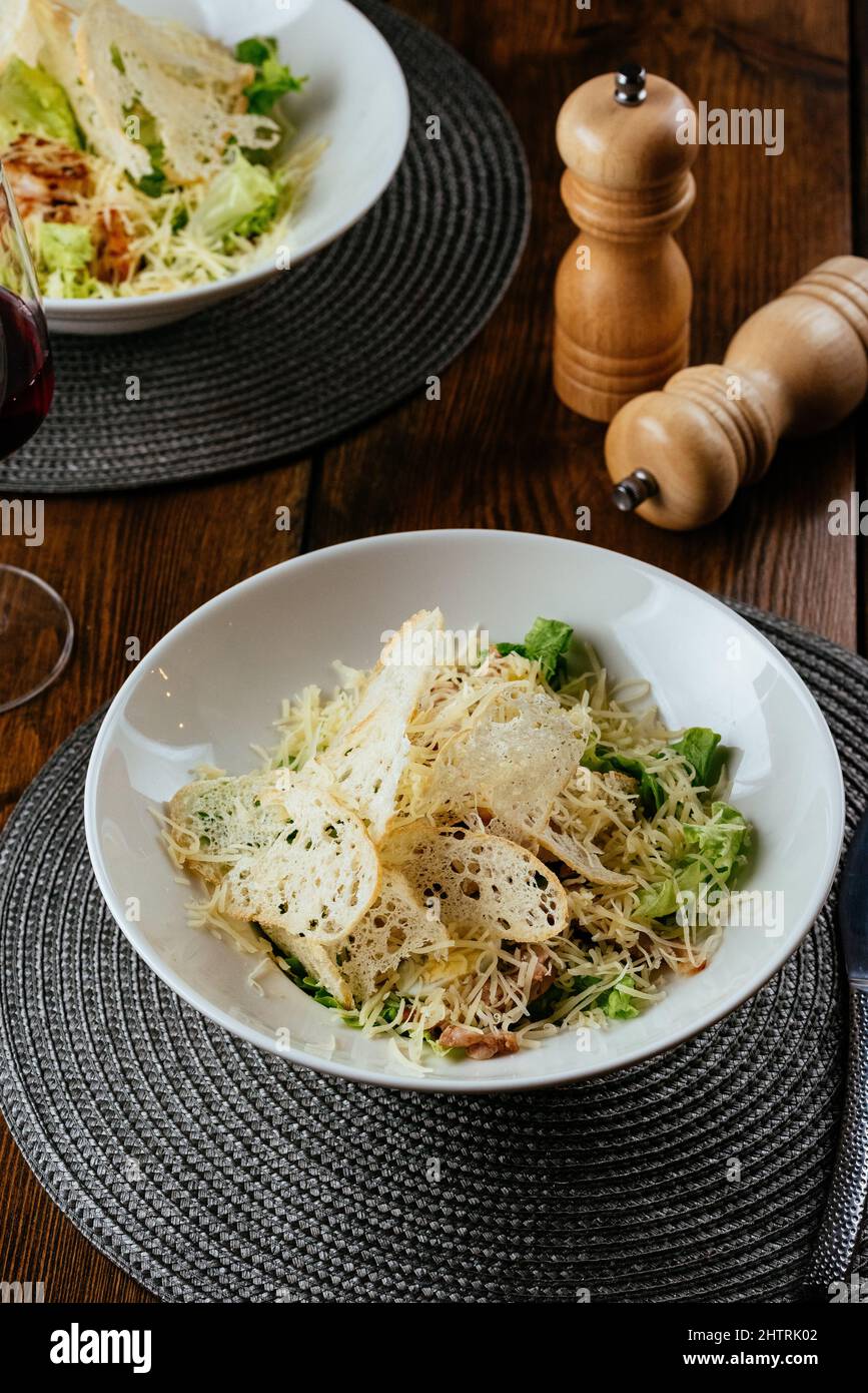 caesar salad with chicken . restaurant menu Stock Photo Alamy