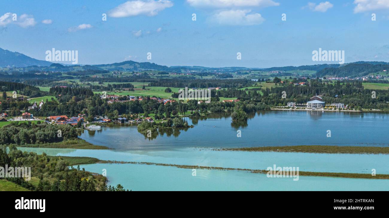 Aerial view to the region around Schwangau on Forggensee Stock Photo ...