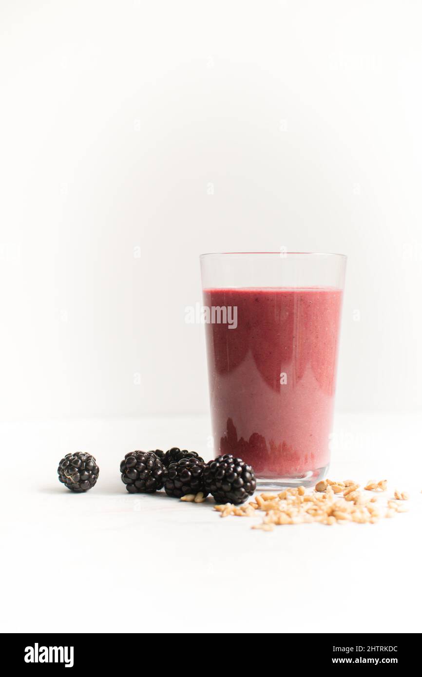 Berry smoothie with mint and blackberry Stock Photo