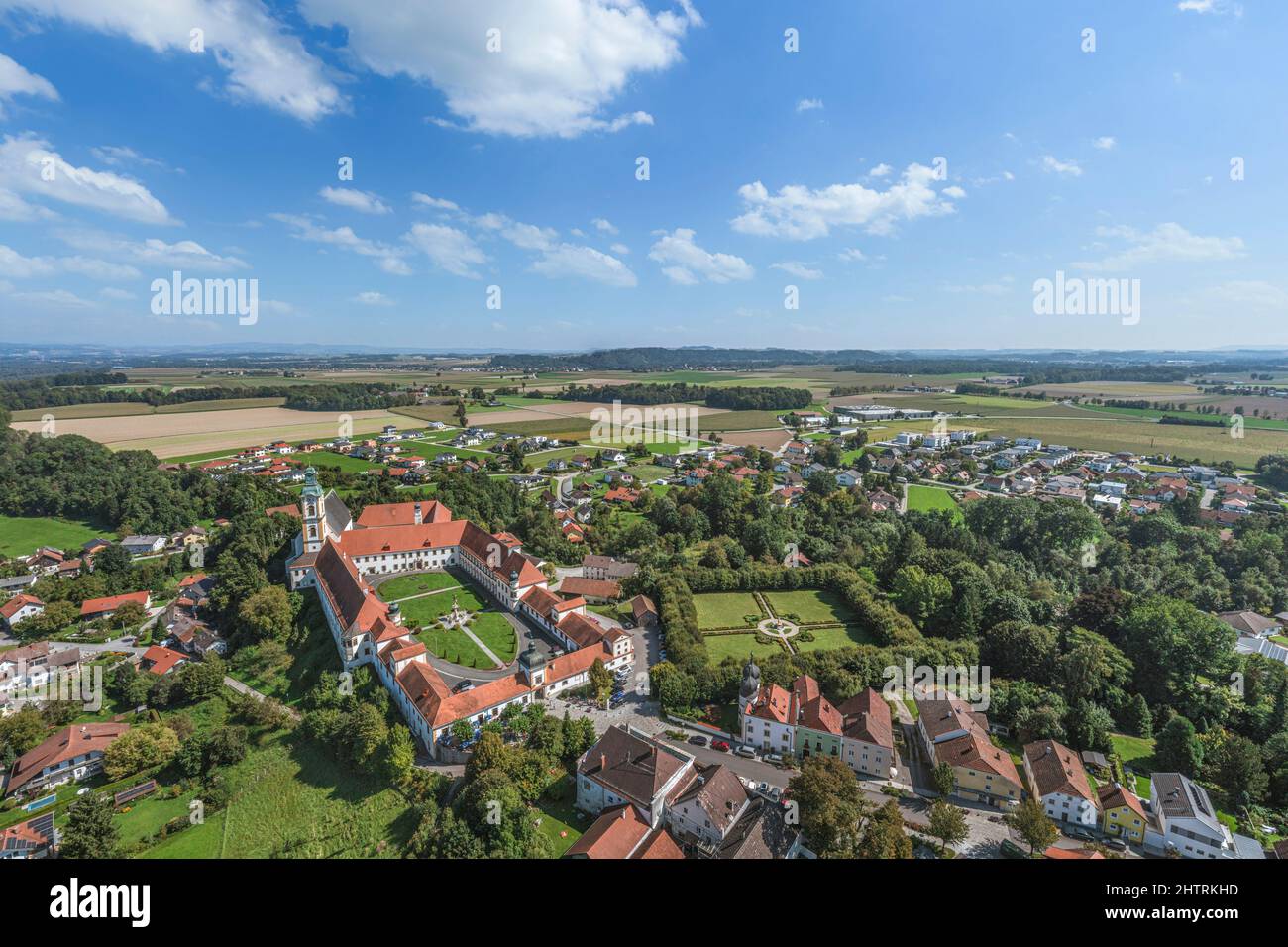 Aerial view to Reichersberg on Inn in Upper Austria Stock Photo