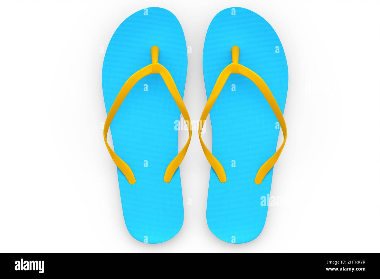 Beach blue flip-flops or sandals isolated on white background. 3d ...