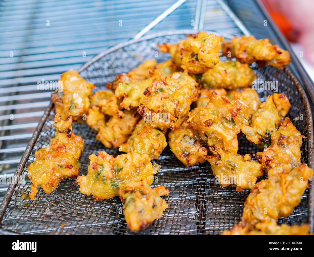 Close up shot of deep fried Oyster fritter at Kinmen, Taiwan Stock