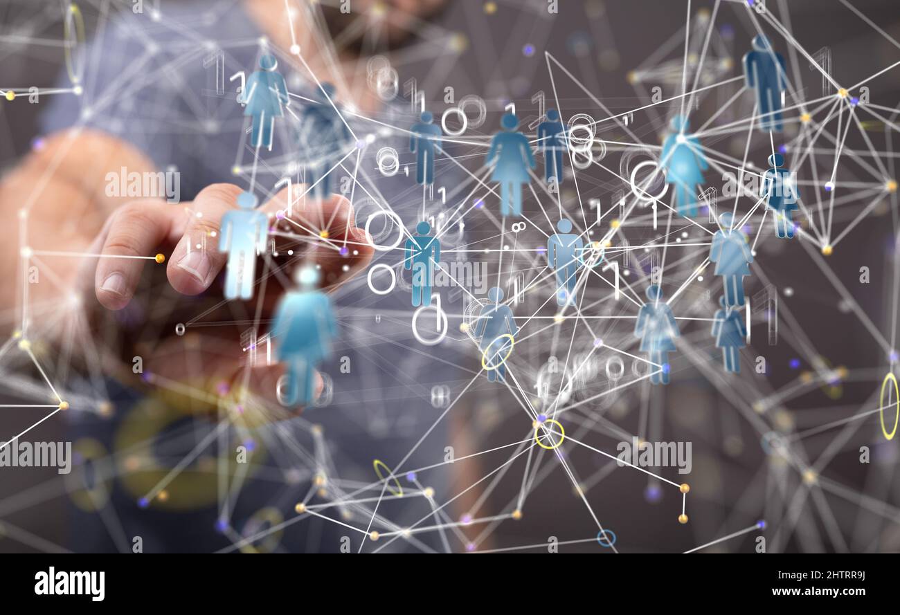 3d rendering of global network with blockchain, neural networks and ...