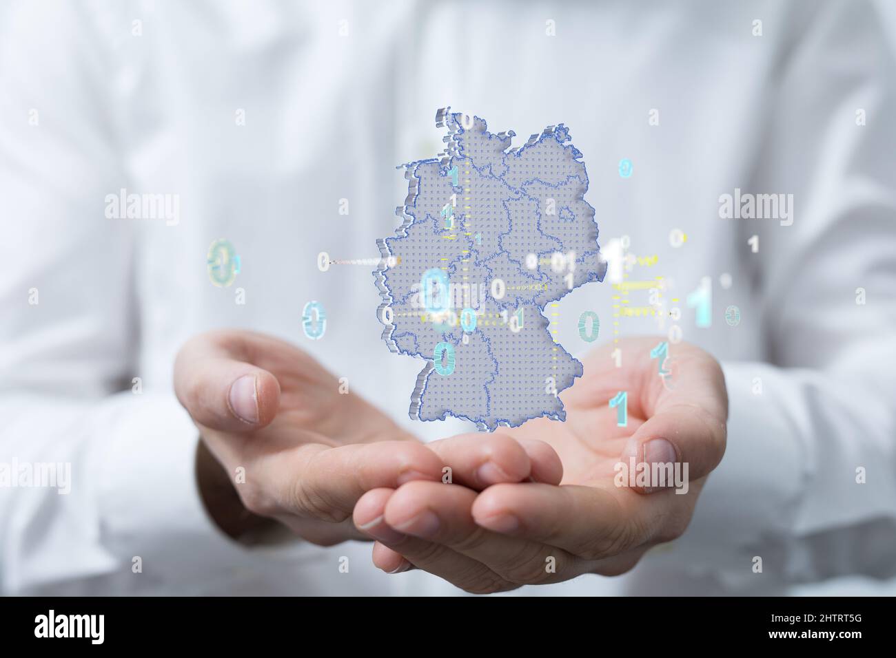 3d rendering of the map of Germany with outlined land border and