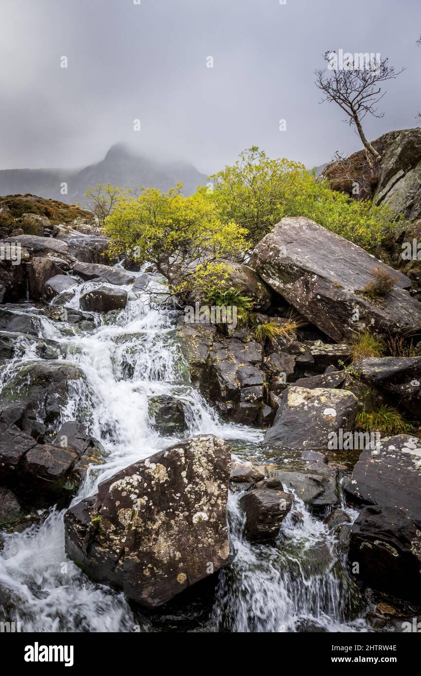 Waterfall in Snowdonia National Park, North Wales. Stock Photo