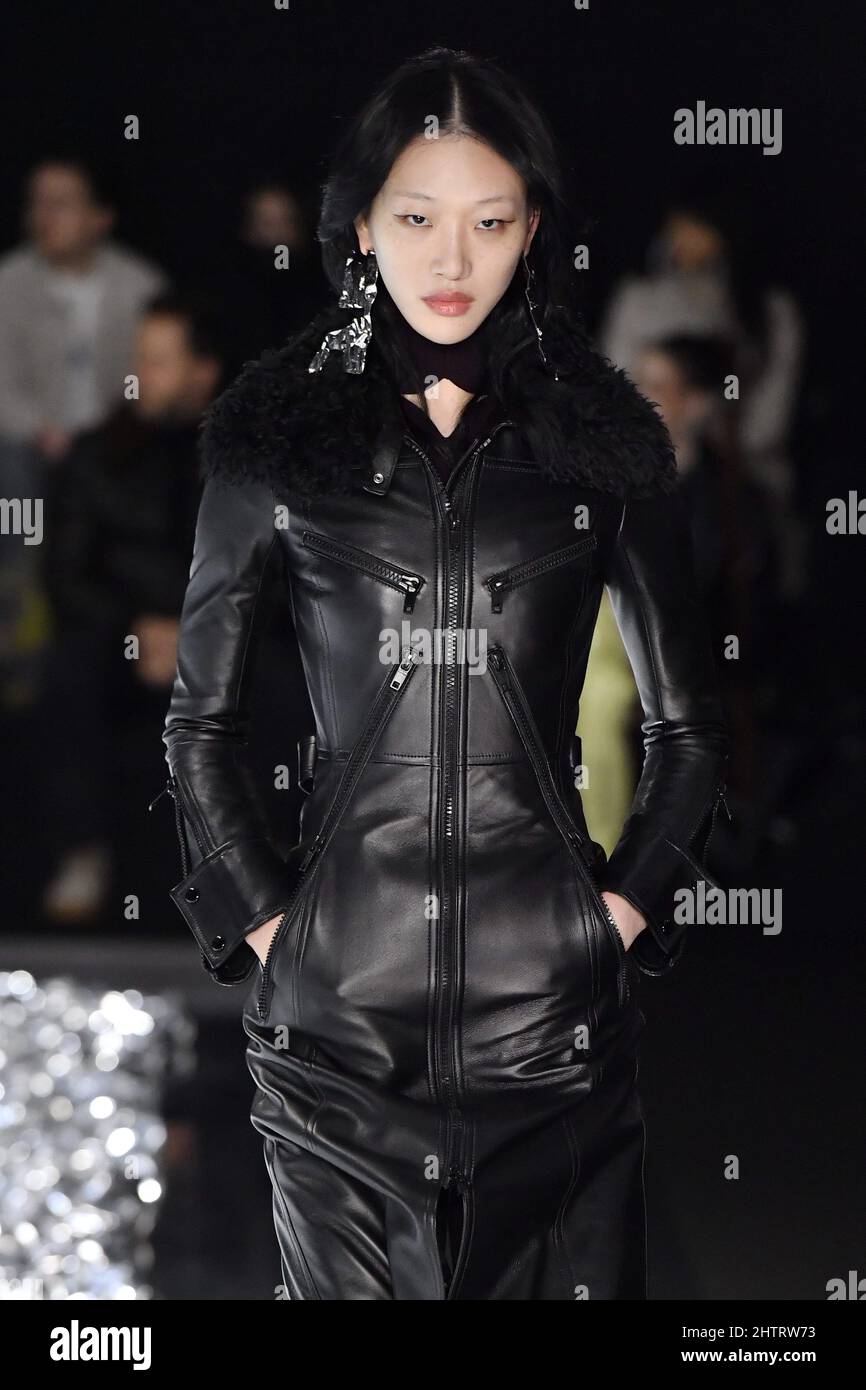 Sora Choi walks on the runway during the Versace Fashion show during Milan  Fashion Week Spring