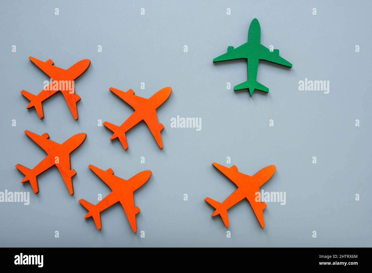 Orange planes and green one. Individuality and find your own way ...
