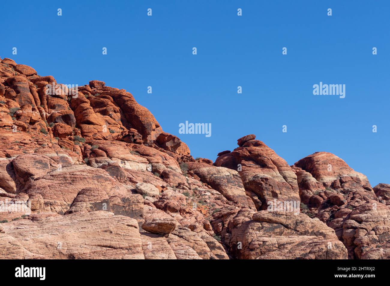 Upper portion of rock formation at Red Rock Canyon in Nevada with copy space Stock Photo