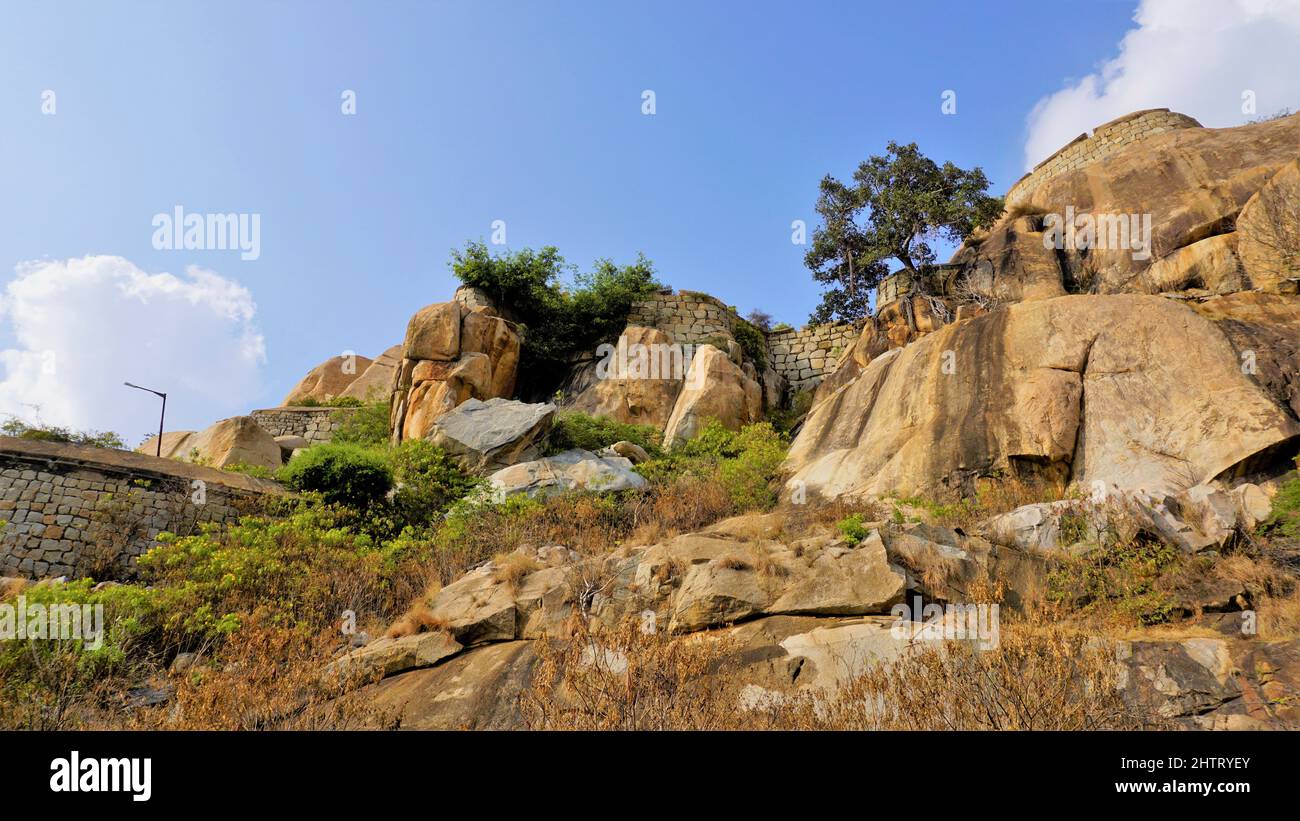 Gudibande fort located in Chikkaballapur District, Karnataka, India. Near Bangalore. Weekend gateway for bengalurians Stock Photo