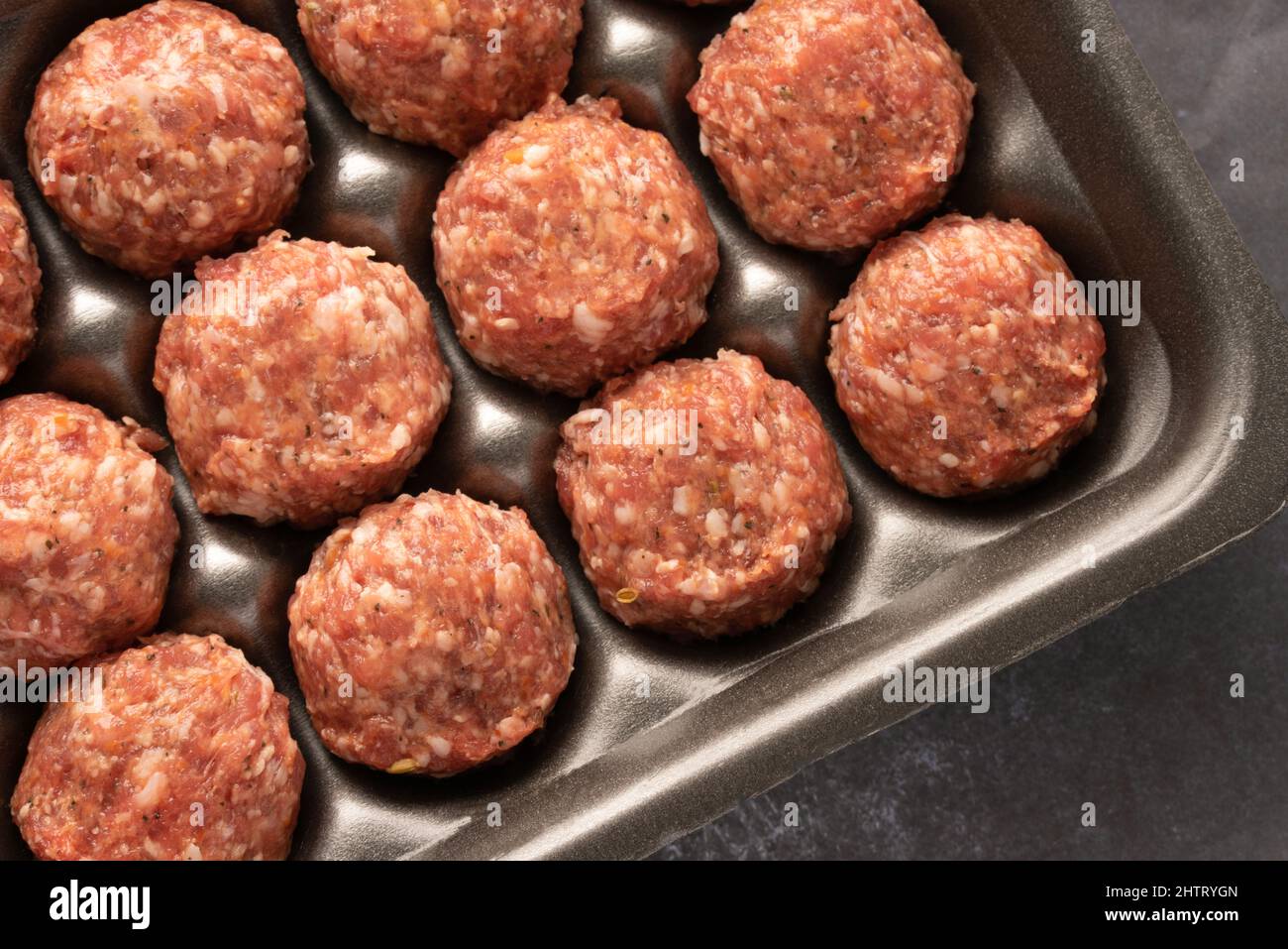 Uncooked Italian Meatballs Stock Photo