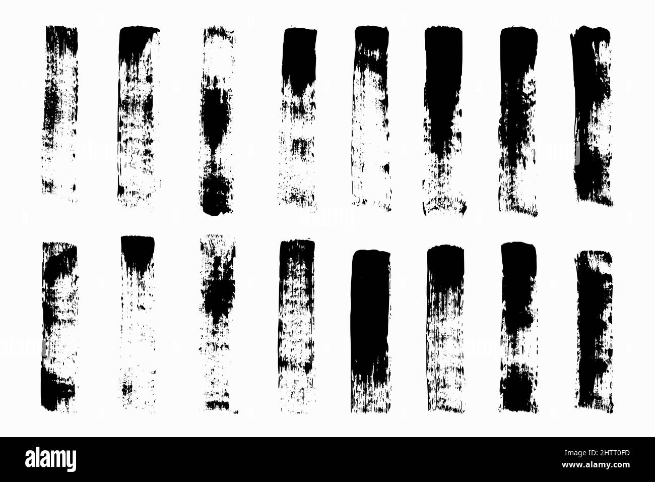 Vector illustration of black hand drawn grunge brush strokes set ...