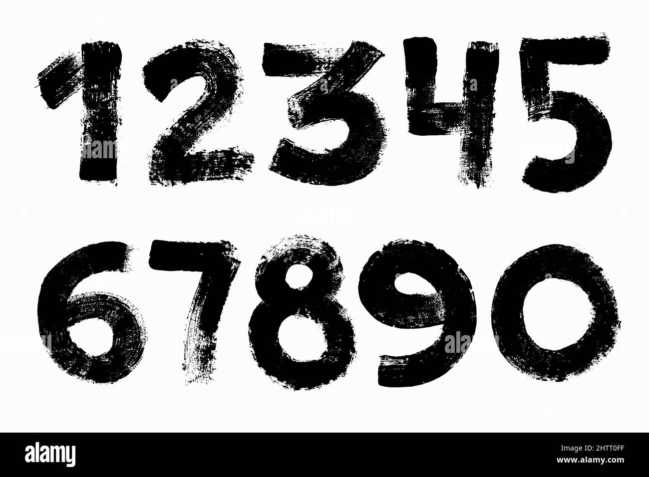 Vector illustration of brush painted numbers set isolated on white background for your design Stock Vector