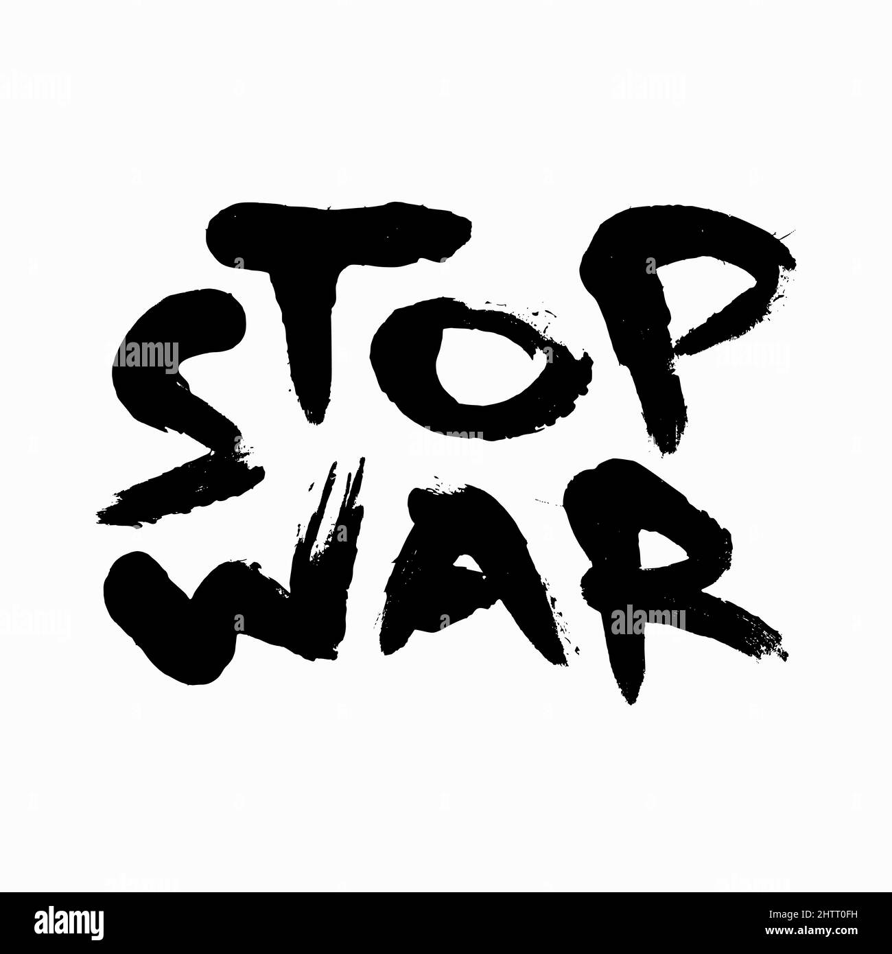 Stop war grunge lettering. Vector illustration of finger painted phrase isolated on white background for your design Stock Vector