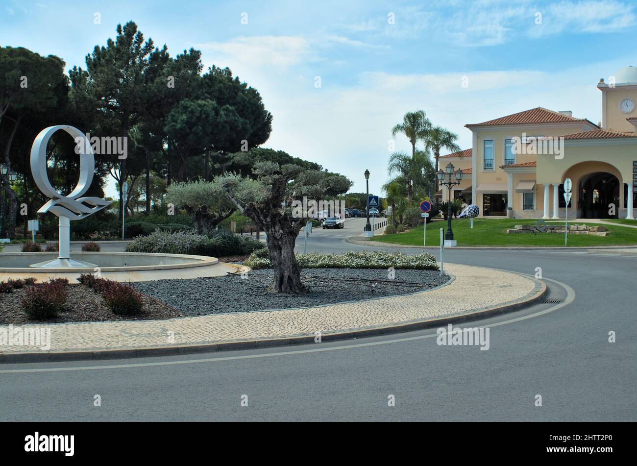 Quinta do Lago's first roundabout. Almancil, Algarve, Portugal Stock